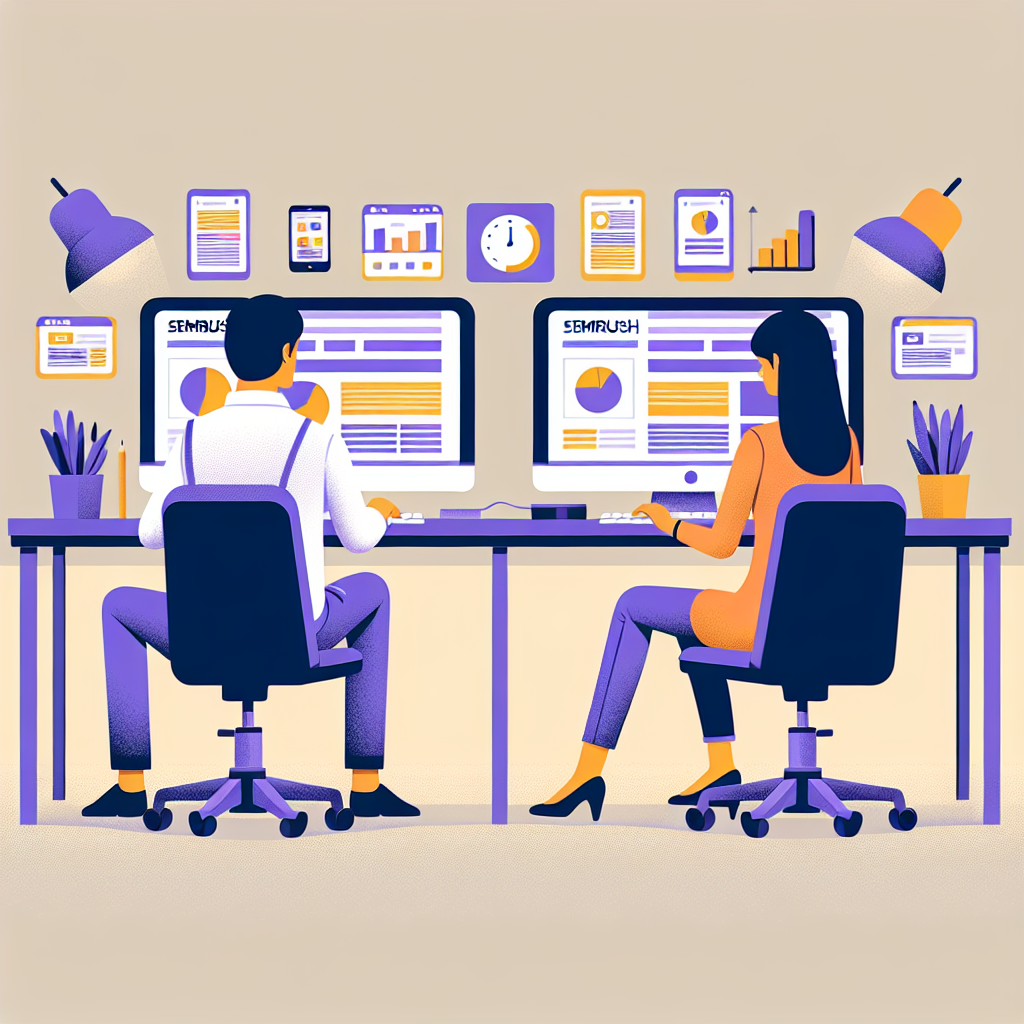 Une équipe d'agence web analysant les données SEO Semrush pour un client B2B.