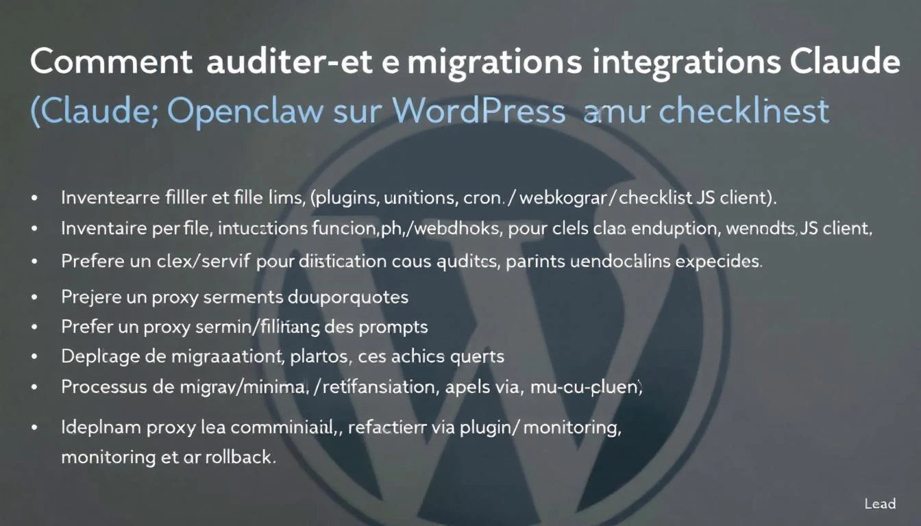 Illustration inline pour l'article : Audit et migration des intégrations Claude sur WordPress — checklist agence