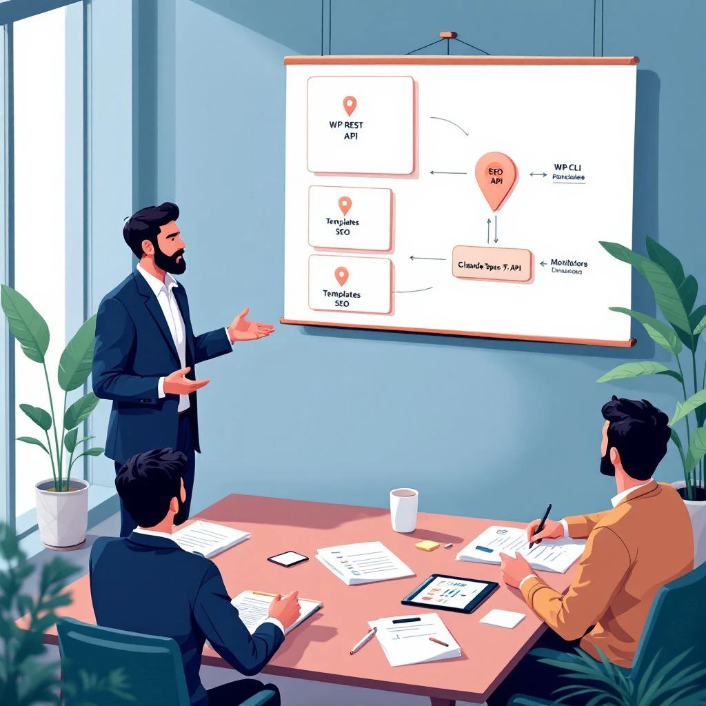 Image mise en avant pour l'article : Automatiser des landing pages SEO locales sur WordPress (Claude Opus 4.7) — guide agence