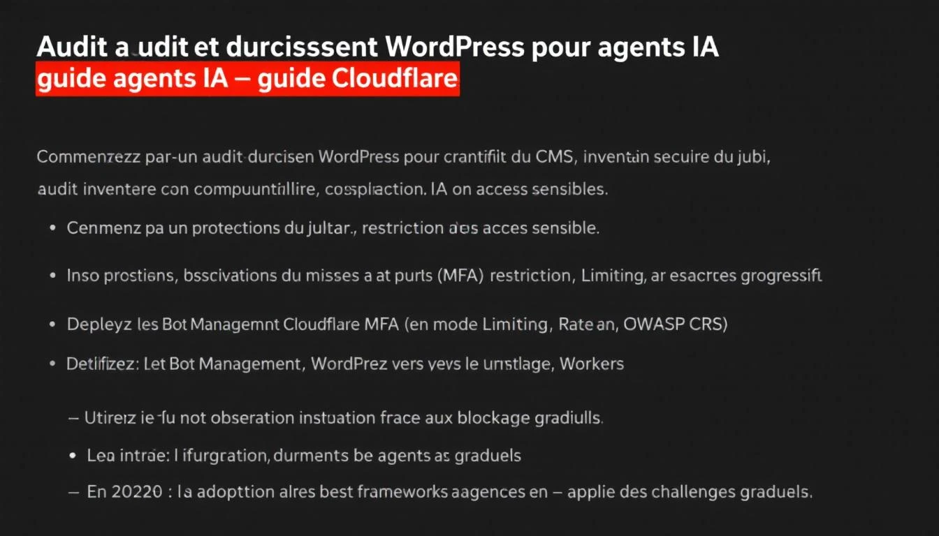 Illustration inline pour l'article : Audit et durcissement WordPress pour agents IA — guide Cloudflare