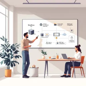Image mise en avant pour l'article : Shadow‑architecture WordPress : externaliser l'IA en pratique