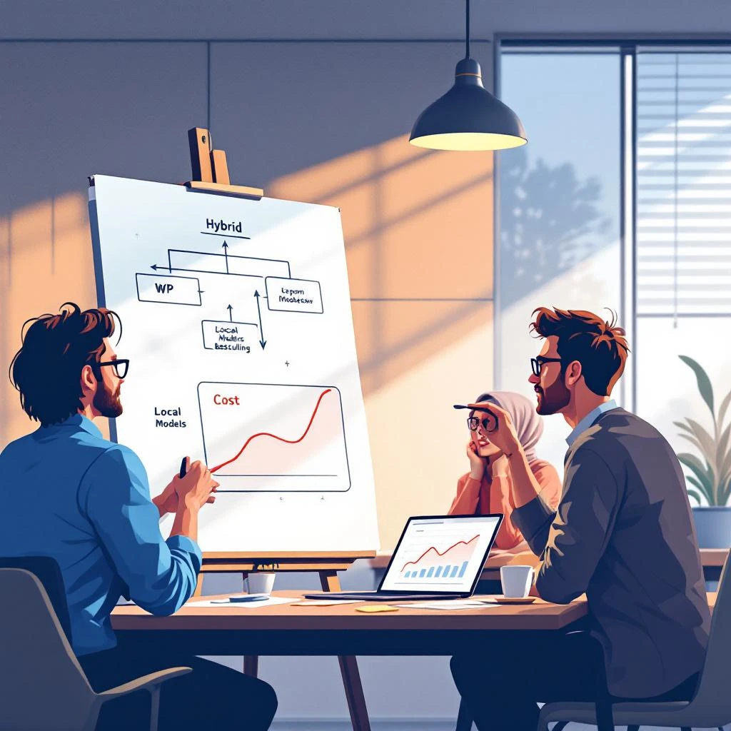 Image mise en avant pour l'article : Stopper l’explosion des coûts IA : guide pratique pour architectures hybrides WordPress + modèles locaux