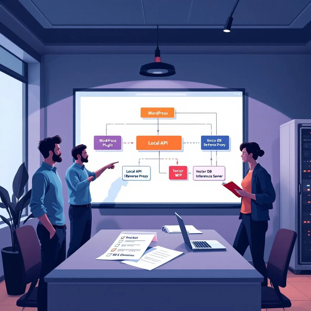 Image mise en avant pour l'article : WordPress et LLM en local : architectures opérationnelles et impacts SEO